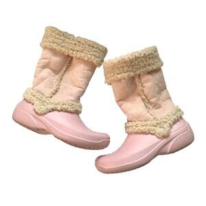 Crocs Nadia Winter Boots, Sherpa Fleeces Lined Pink, size 12